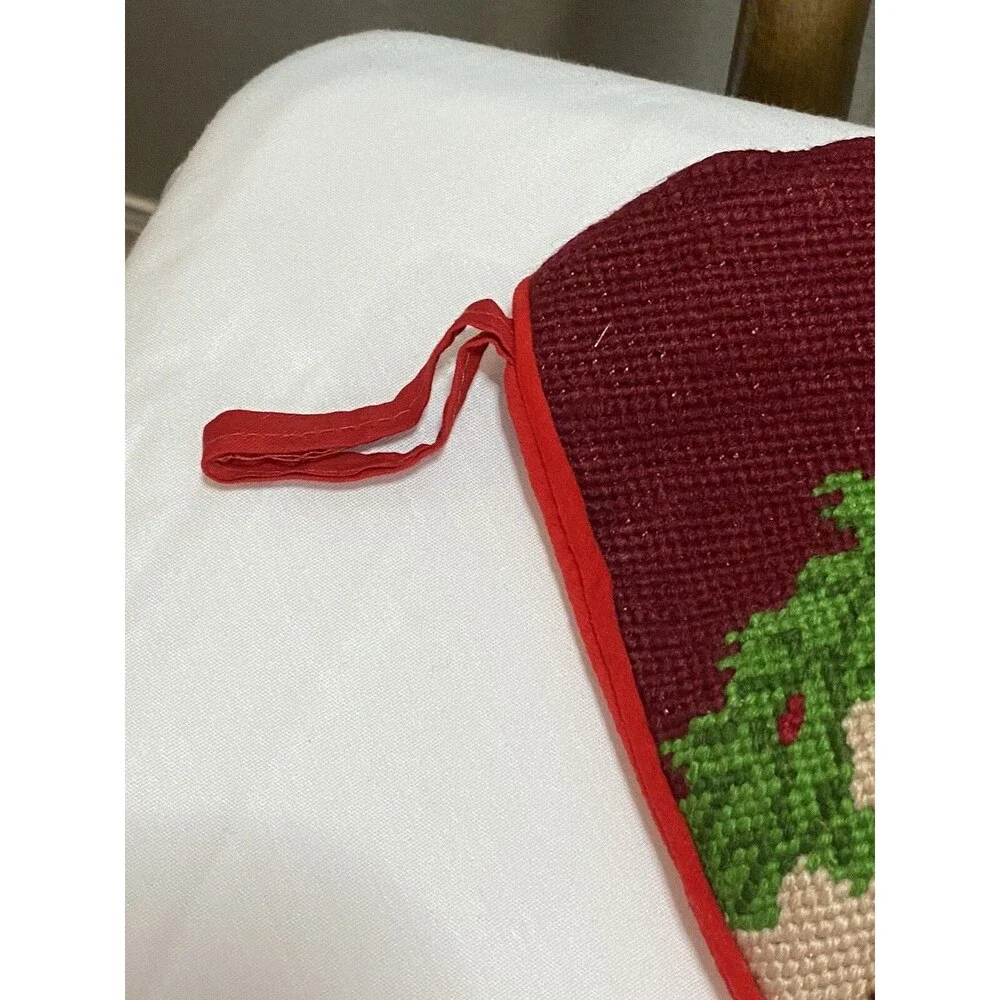 Vintage Wool Needlepoint Christmas Stocking Santa With Toys